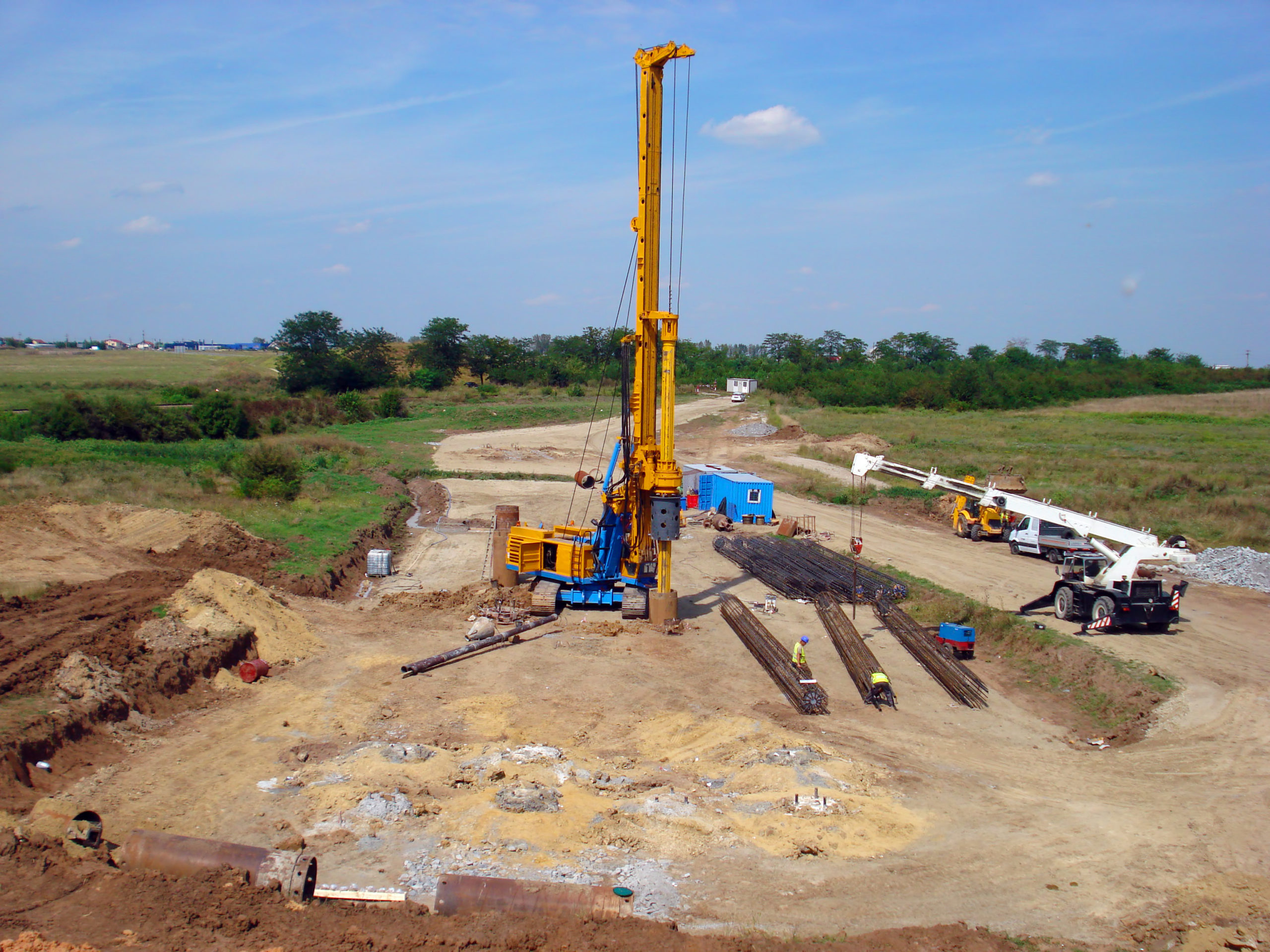 custom deep foundation drilling machine on construction site